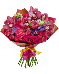 Bouquet of peonies and orchids. USA